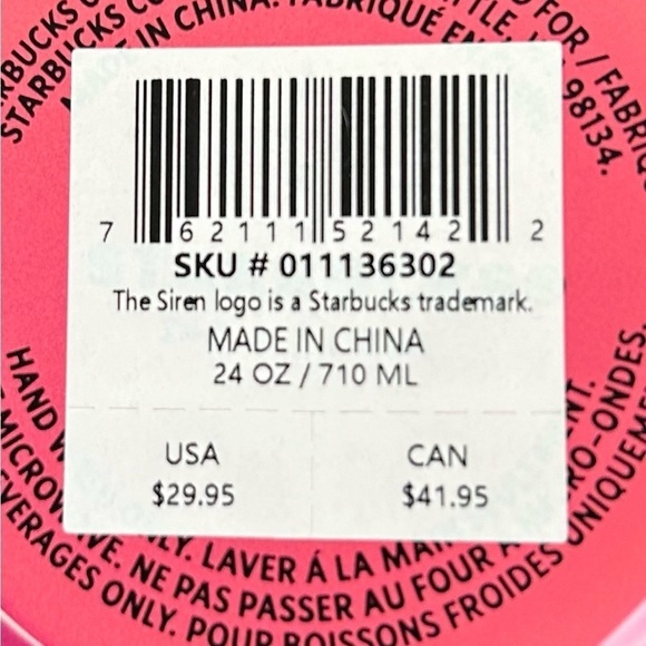 Starbucks 2022 /NWT/Yellow Pink and Coral Stainless Steel Insulated 24oz Venti - Picture 10 of 10